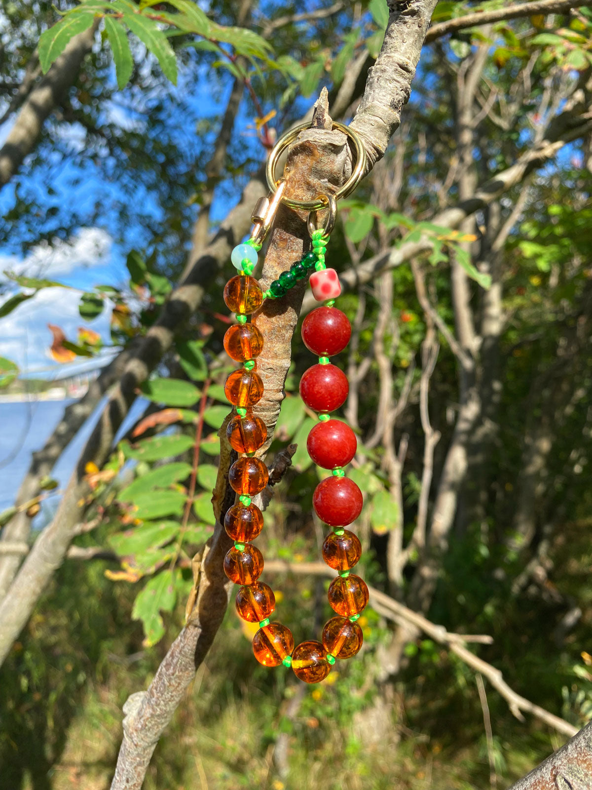 Amber carnelian keychain