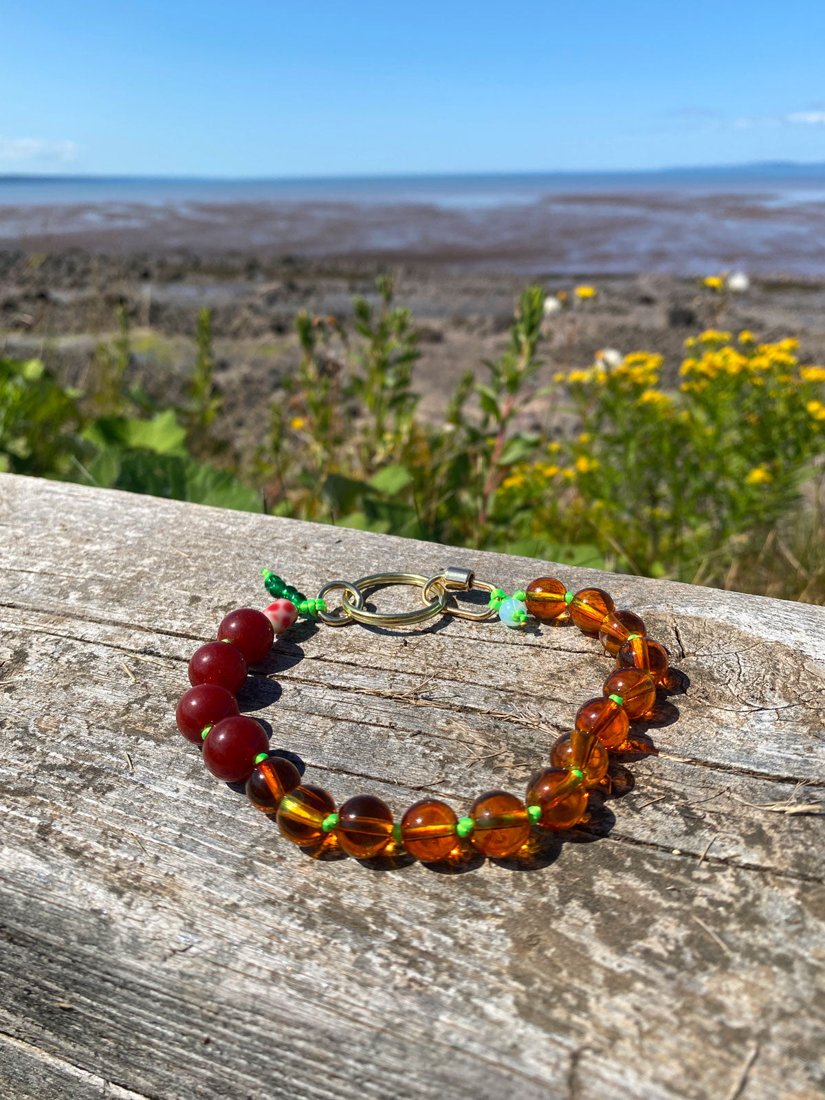 Amber carnelian keychain