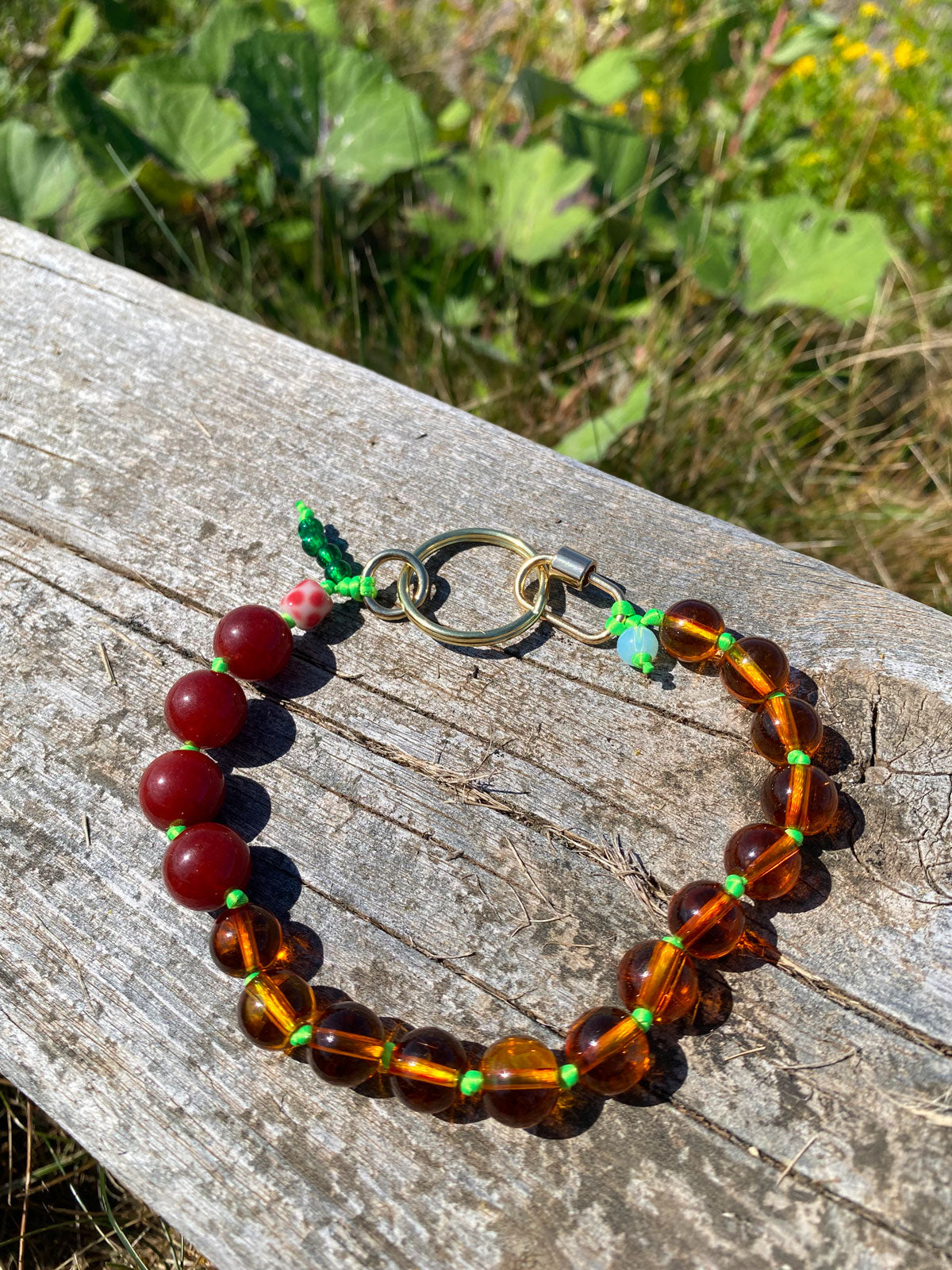 Amber carnelian keychain