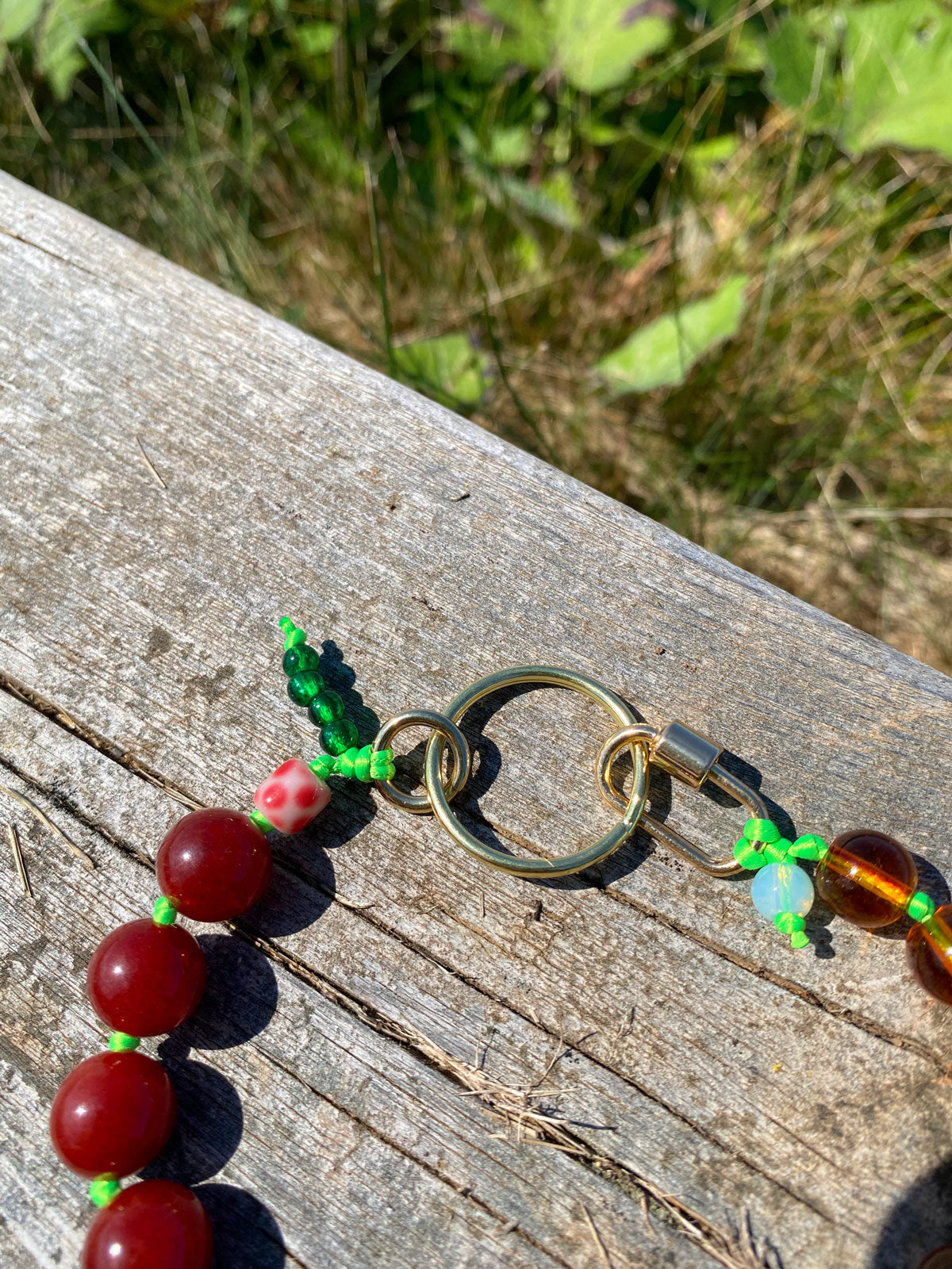 Amber carnelian keychain