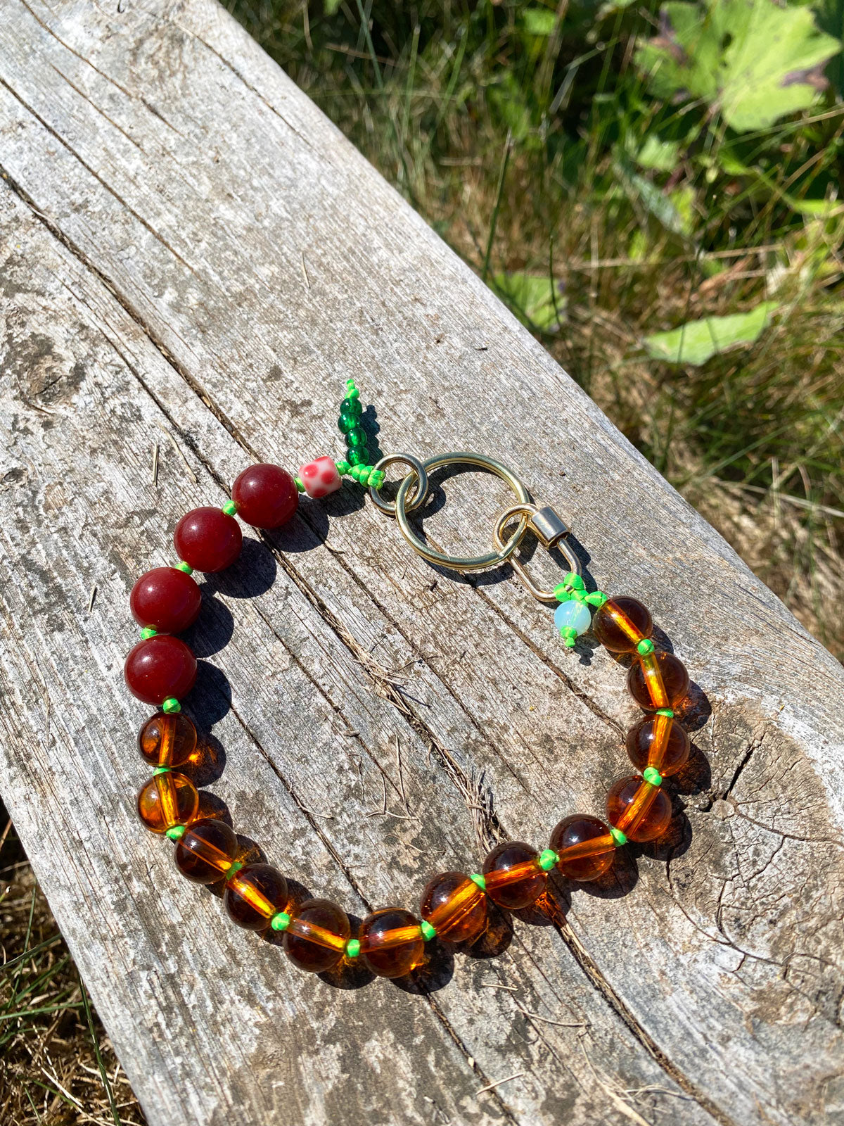 Amber carnelian keychain