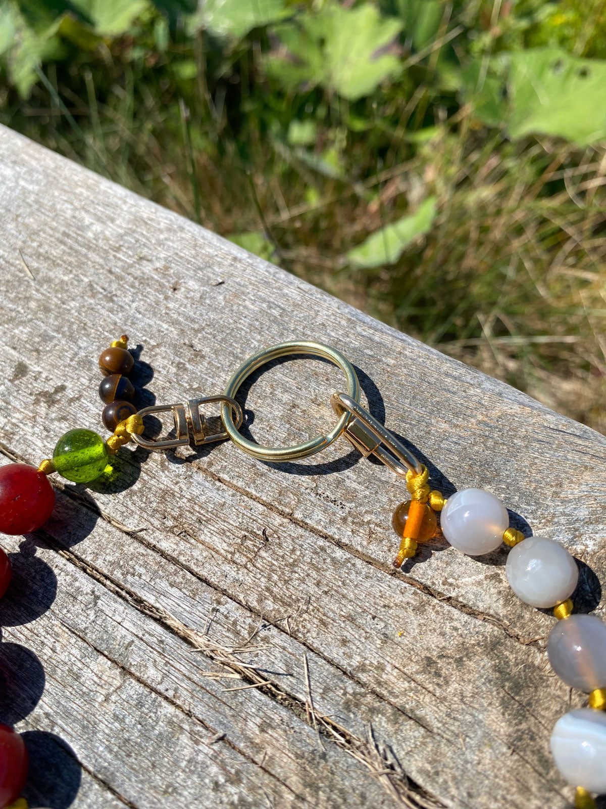 White agate and carnelian keychain