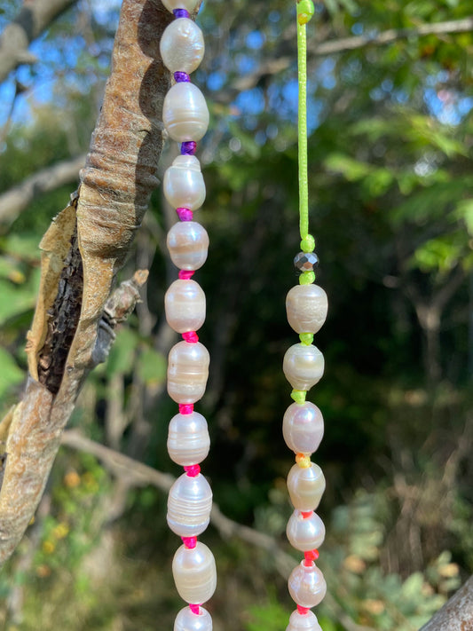 White pearl knot necklace