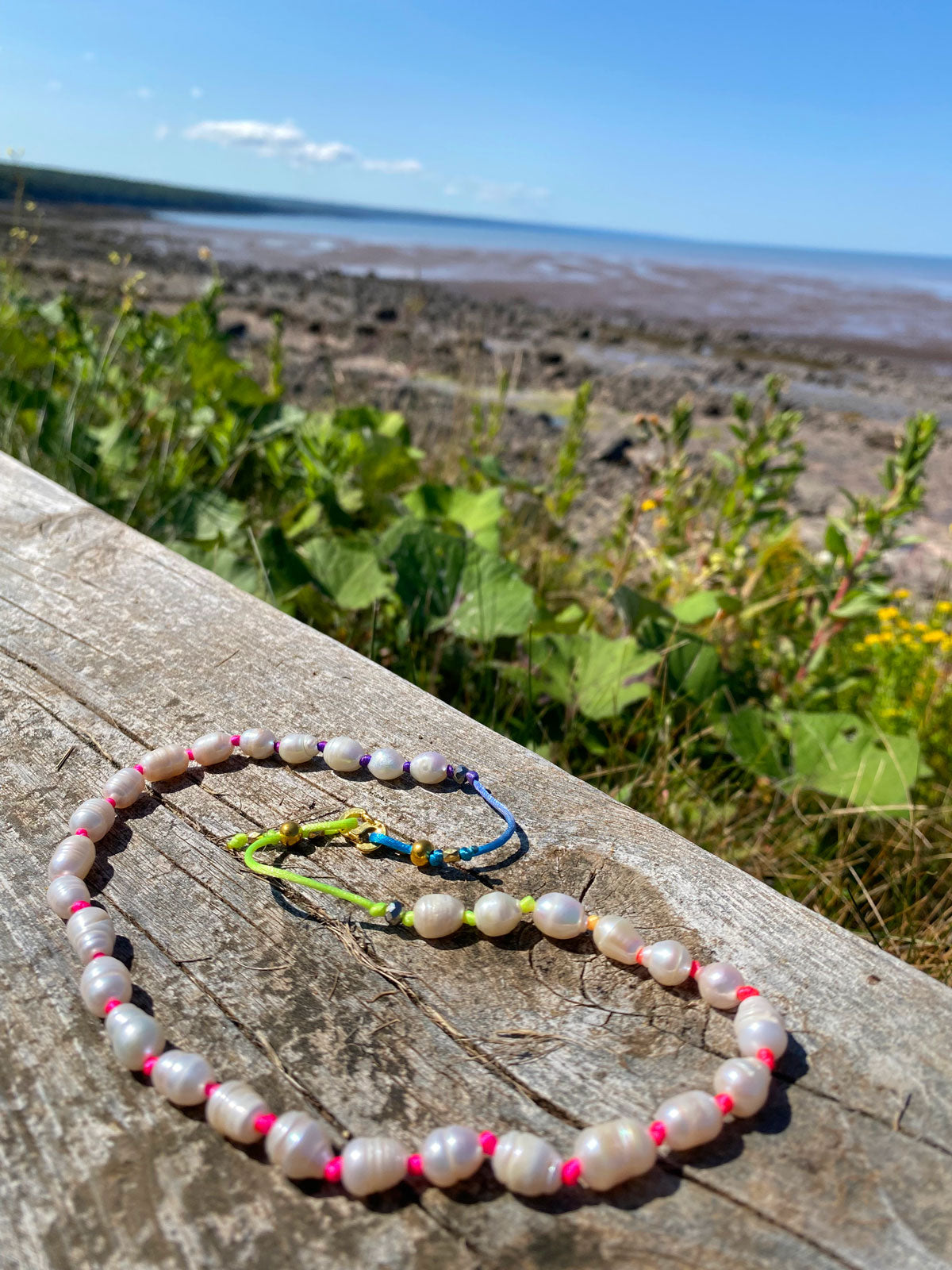 White pearl knot necklace