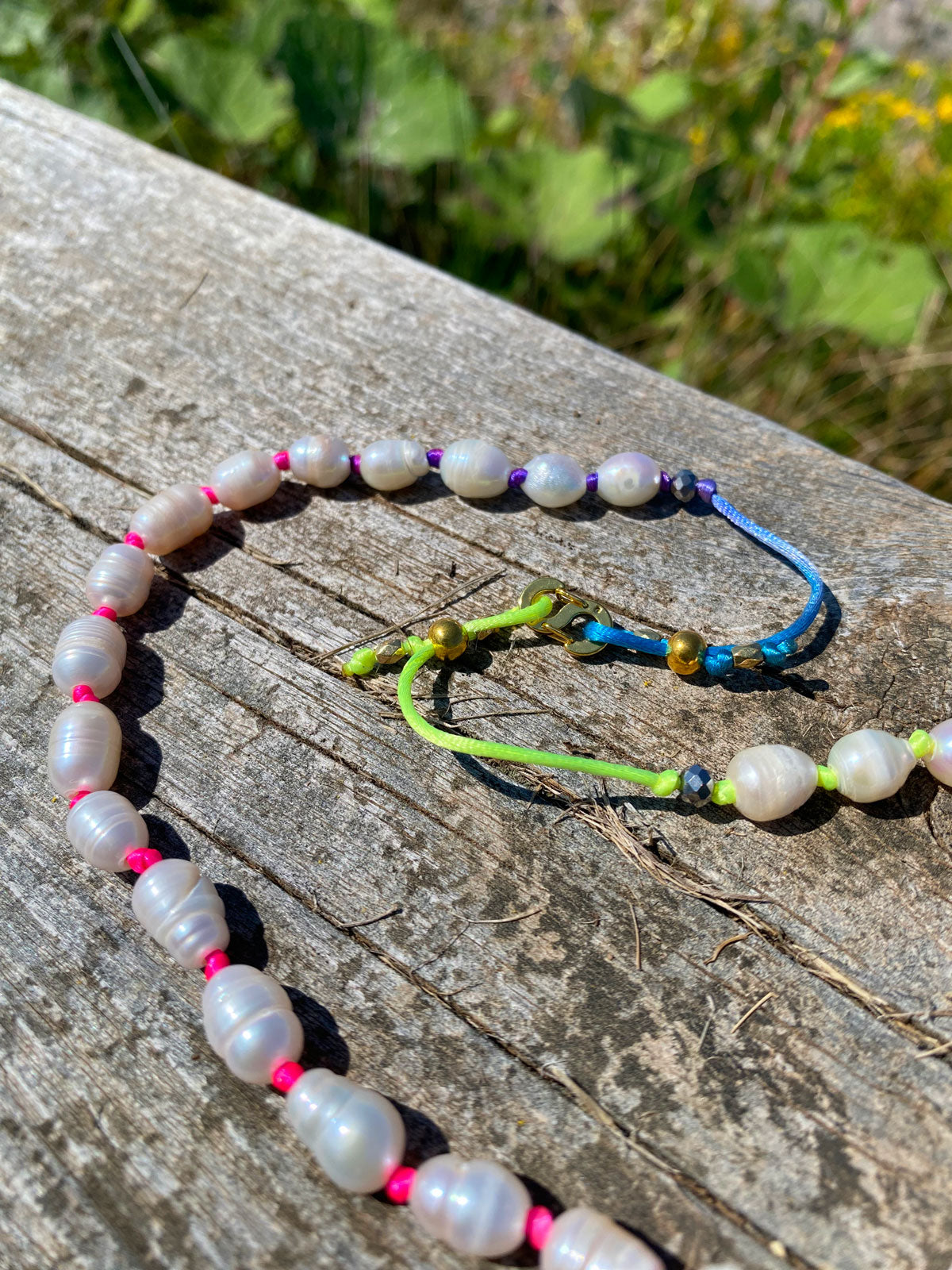 White pearl knot necklace
