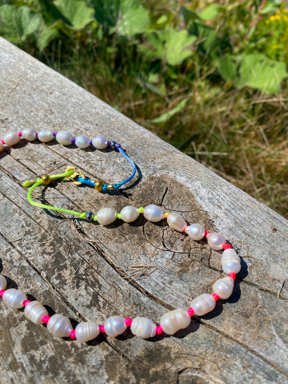 White pearl knot necklace