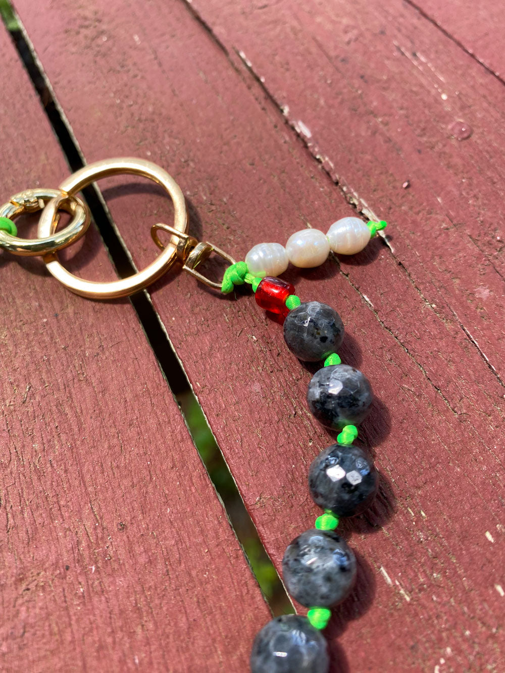 Obsidian pearl keychain