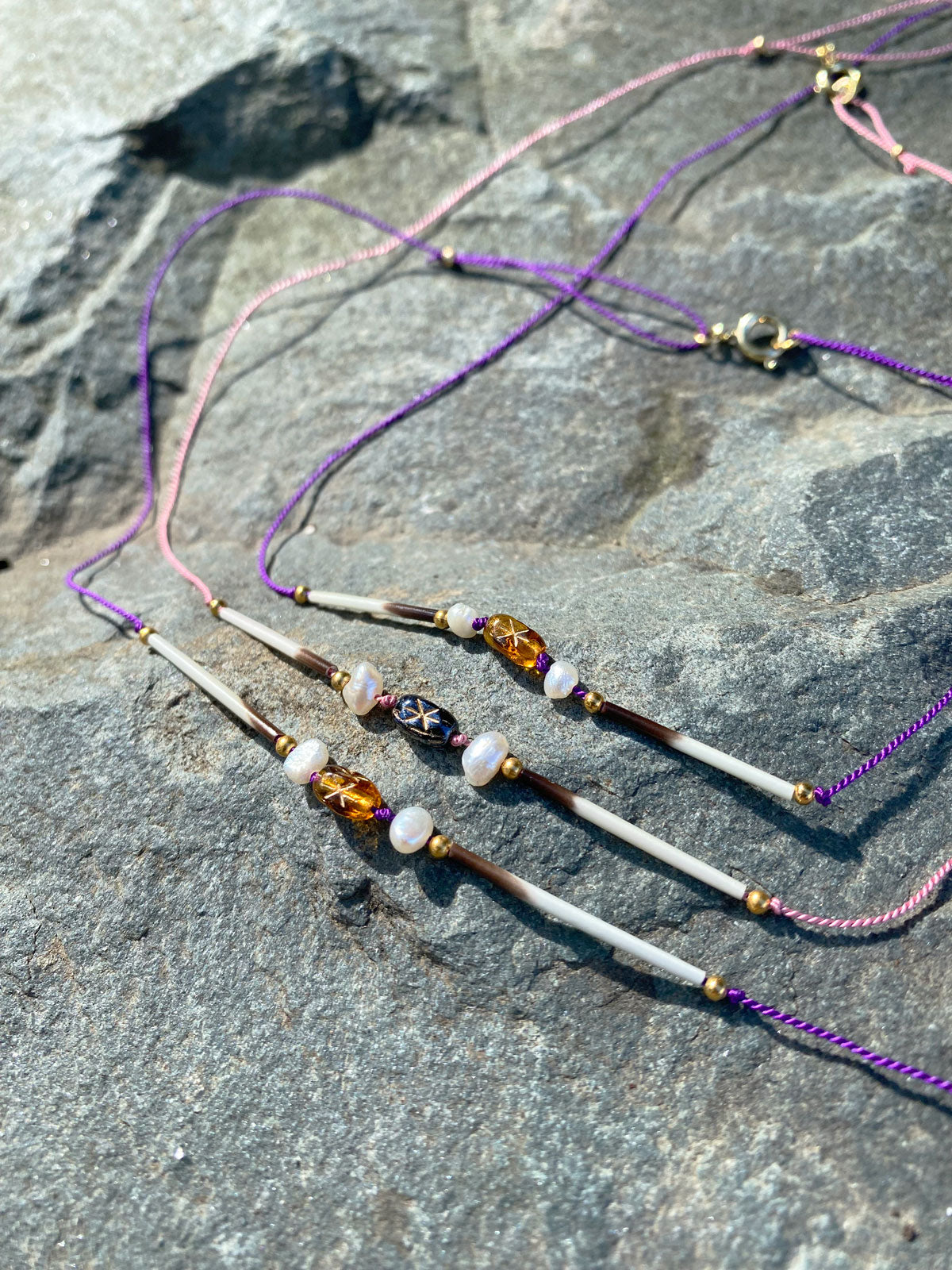 Quill necklace with star and pearls