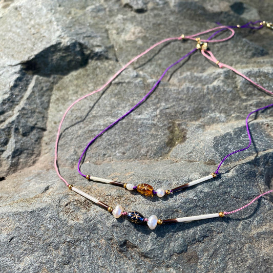 Quill necklace with star and pearls