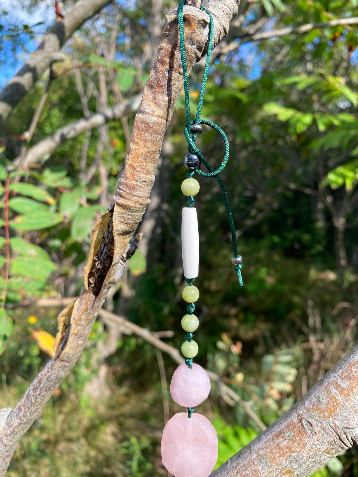 Rose quartz hanging charm