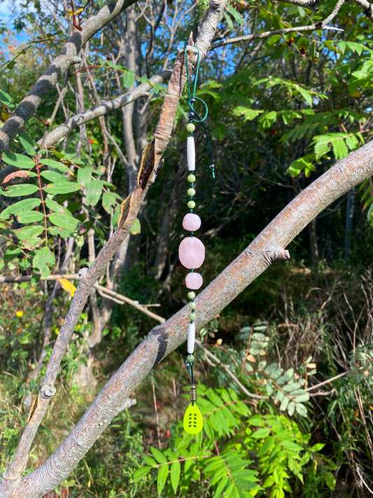 Rose quartz hanging charm