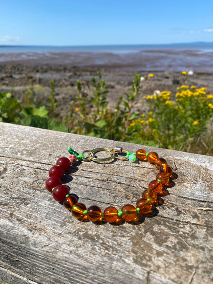 Amber carnelian keychain