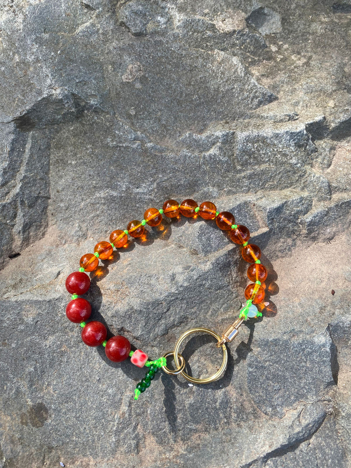 Amber carnelian keychain