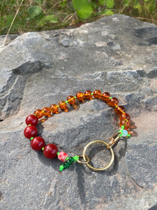 Amber carnelian keychain