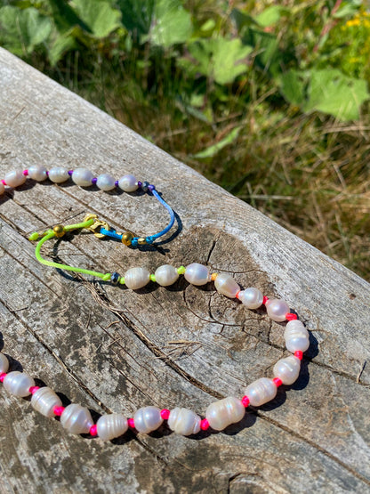 White pearl knot necklace