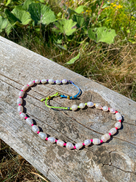 White pearl knot necklace