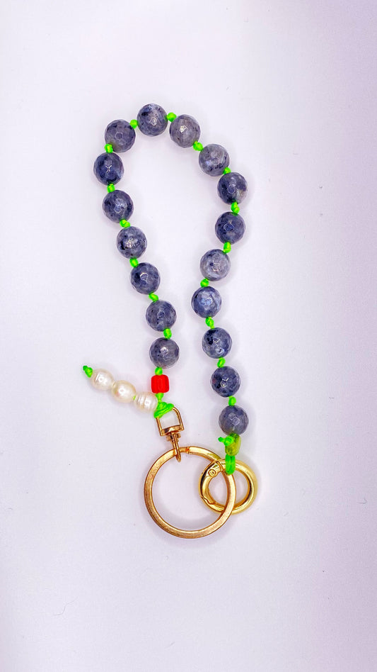 Obsidian pearl keychain