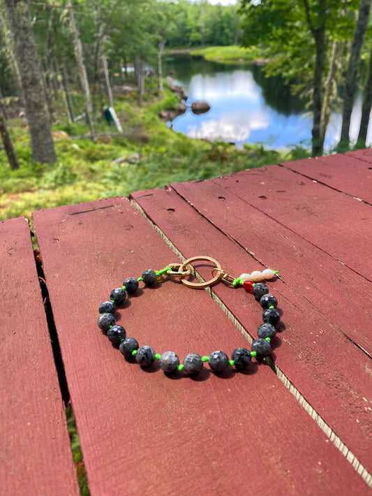 Obsidian pearl keychain