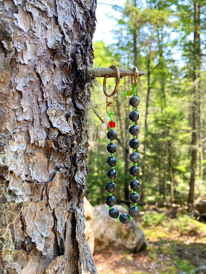 Obsidian pearl keychain