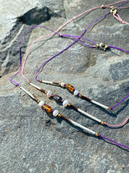 Quill necklace with star and pearls