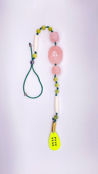 Rose quartz hanging charm
